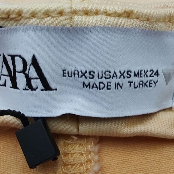 Zara Orange Denim Crop Top & High Waist Bike Shorts Set US XS BNWT - Picture 15 of 16